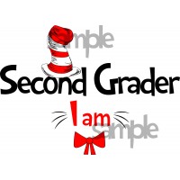 Second Grader I am iron on transfer, Cat in the Hat iron on transfer for Second Grader,(1s)